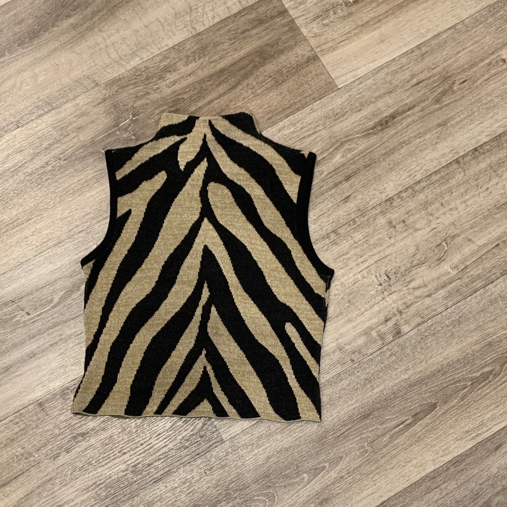 Stylish Zebra Pattern Sleeveless Tank Top Sweater